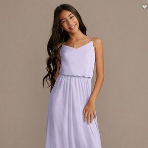 David's Bridal Spaghetti Blouson Mesh Junior Bridesmaid Dress